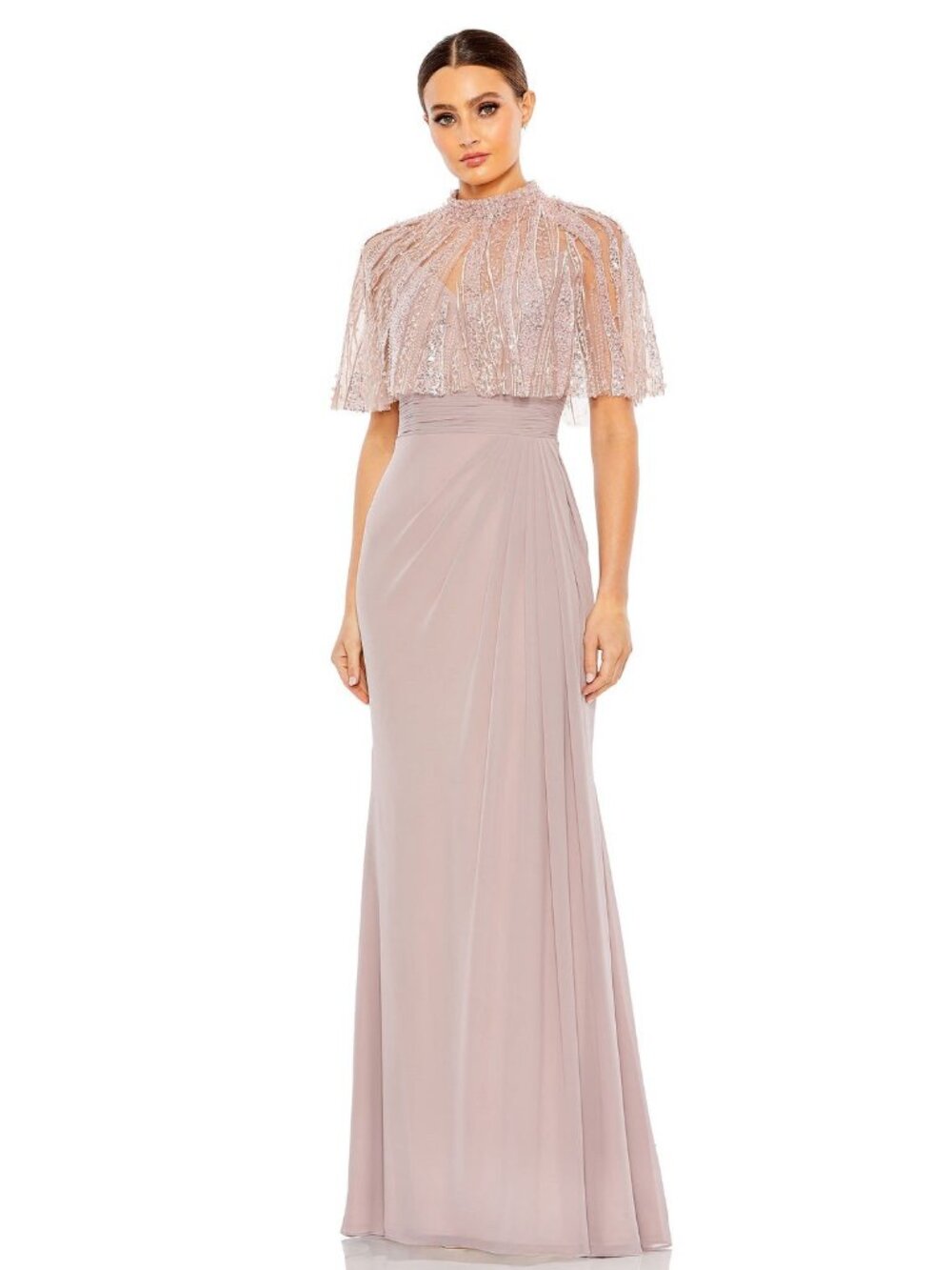 Mac Duggal Size 14 Pink 20467 Embellished Cape Cocktail Formal Gown Dress NWT